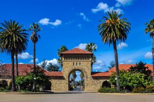 A photo of the Stanford University campus in Palo Alto, California.