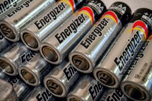 A photo showing rows of AA Energizer batteries stacked on top of one another.