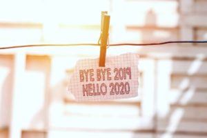 A photo showing a piece of paper with the message “Bye Bye 2019. Hello 2020.”