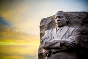 A photo of the Martin Luther King Jr. memorial statue in West Potomac Park, Washington, D.C.