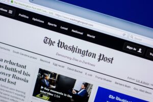 An image showing the homepage of The Washington Post website.