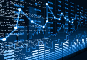 A photo showing a graph predicting market movements.