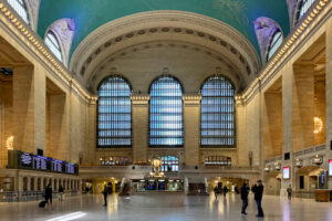 A photo showing Grand Central Station in New York City with very few people inside during the coronavirus pandemic.