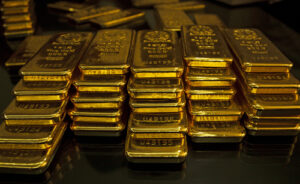 Stacks of gold bullion bars