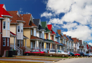 A row of standard middle-class homes