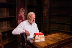 The wax sculpture of Ernest Hemingway in the Madame Tussauds wax museum.