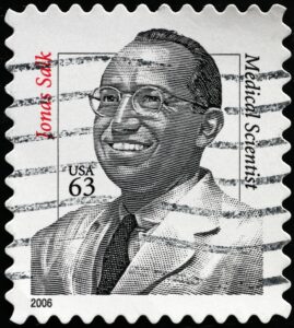 Scientist Jonas Salk on the American postage stamp.