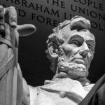 The statue of Abraham Lincoln at the Lincoln Memorial.