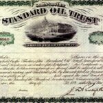 A Standard Oil Trust certificate with John D. Rockefeller in the signature
