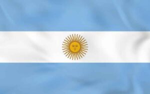 An up-close photo of Argentina's flag.