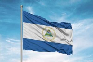 Nicaragua’s flag moving in the wind.