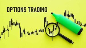 The word “Options Trading” written on a yellow piece of paper.