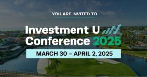 A title card with an invitation to join Investment U 2025.