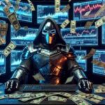 Dr. Doom sitting in front of stock chart computers.