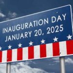 A sign that has the date of Donald Trump’s inauguration.